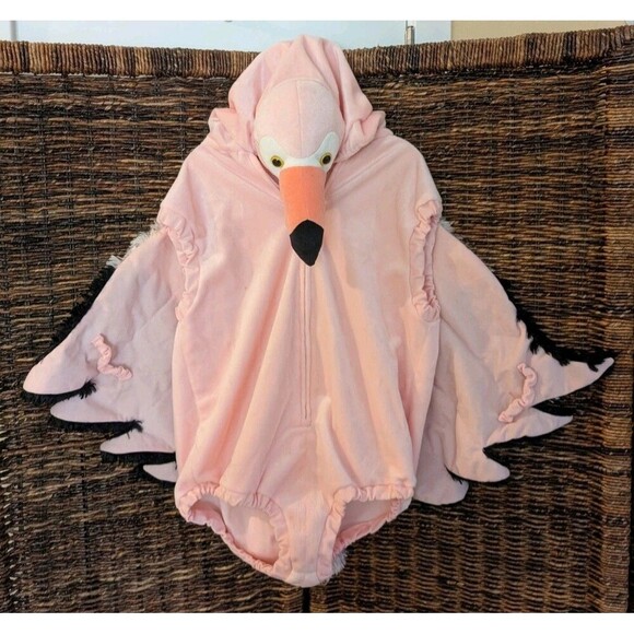 Pink Flamingo Costume Costco Kids 6-7 Halloween School Play Theatre Dress Up - Picture 2 of 9